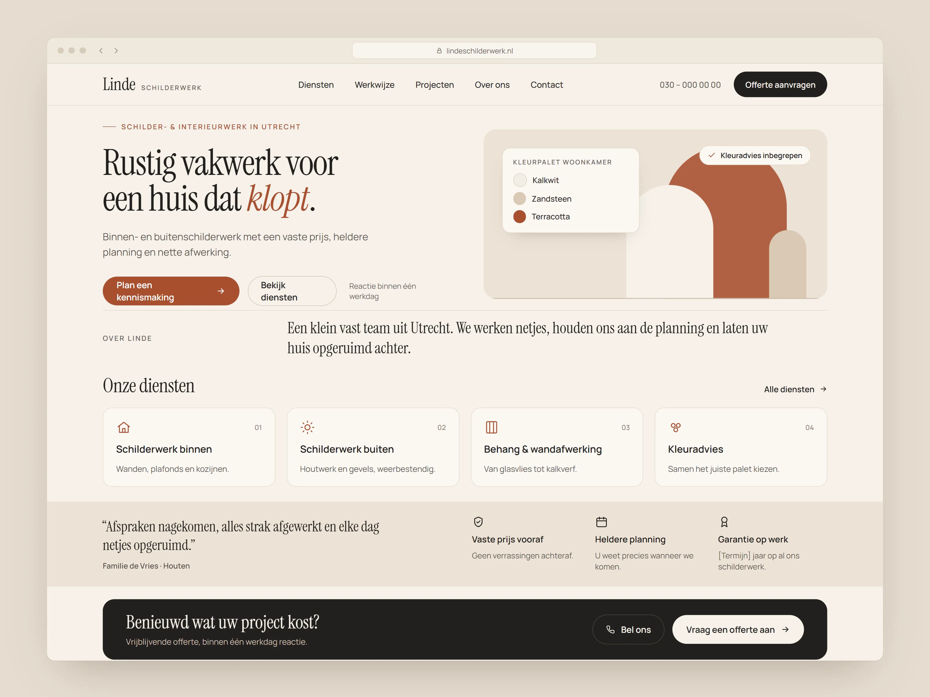 Voorbeeld bedrijfswebsite homepage