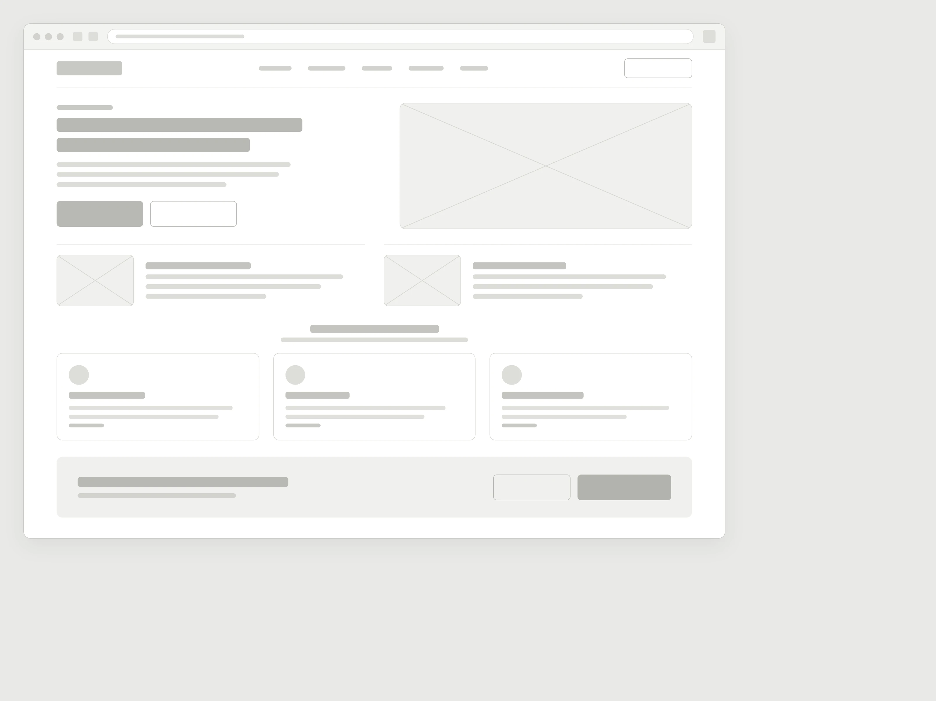 Wireframe van een homepage-structuur